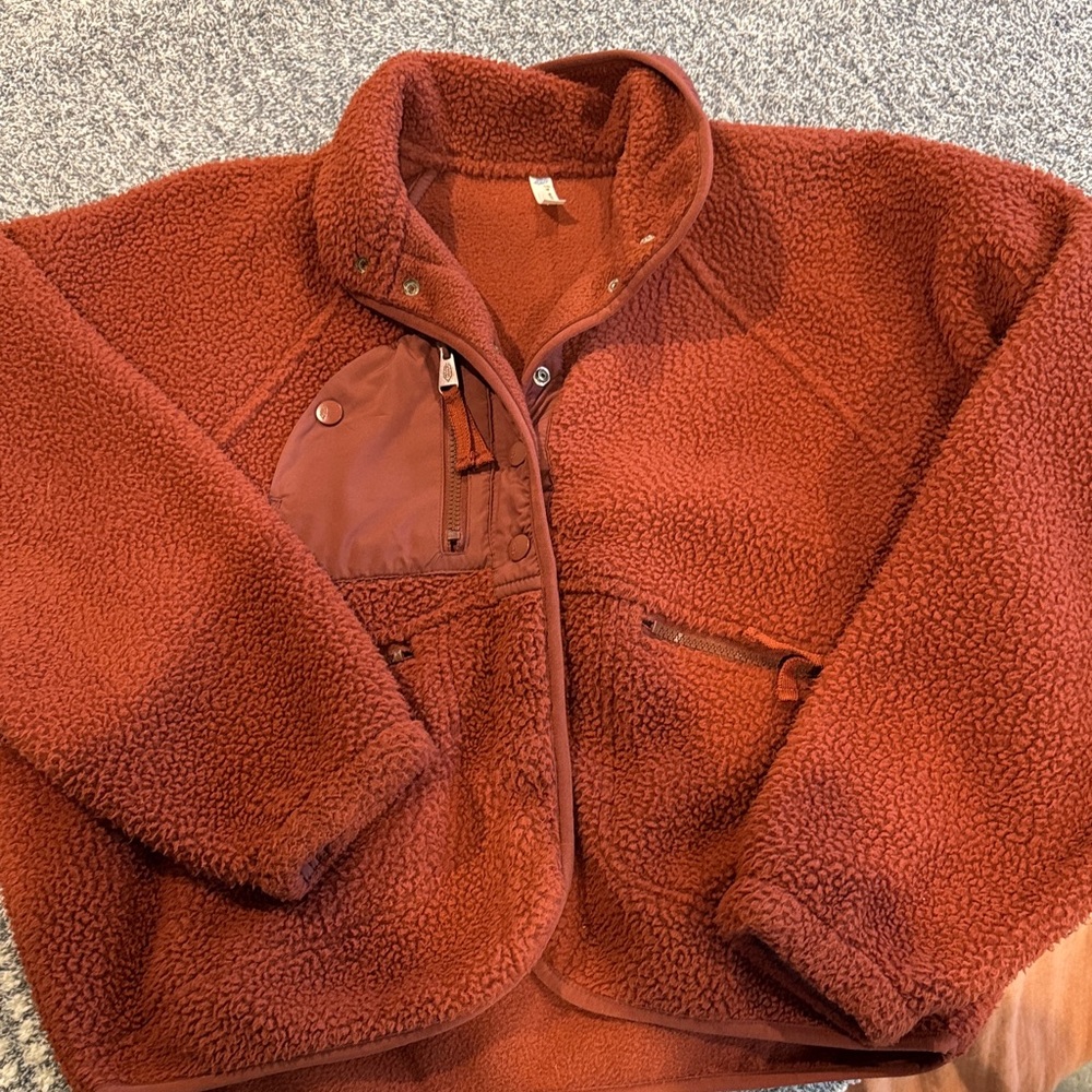 Women’s Free People Burgundy Fleece Jacket